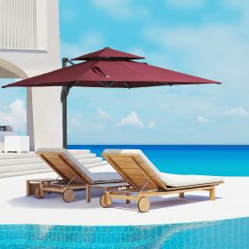 Offset Patio Umbrella (Option: Red-2325x450x200 mm)