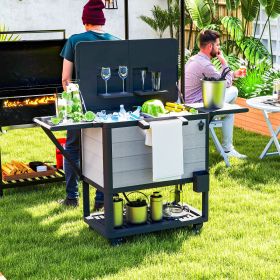 104 Quart Large Capacity Outdoor Cooler Cart (Option: Gray-880x555x555 mm)